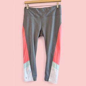 Women Athleta Gray/Pink/White Sonar Capri Colorblock‎ Yoga Pants/Leggings-Size M